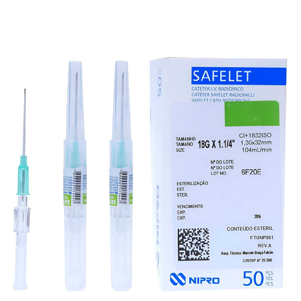 Catéter intravenoso 18G x 1.1/4" Caja X 50 1832ISO NIPRO SAFELET