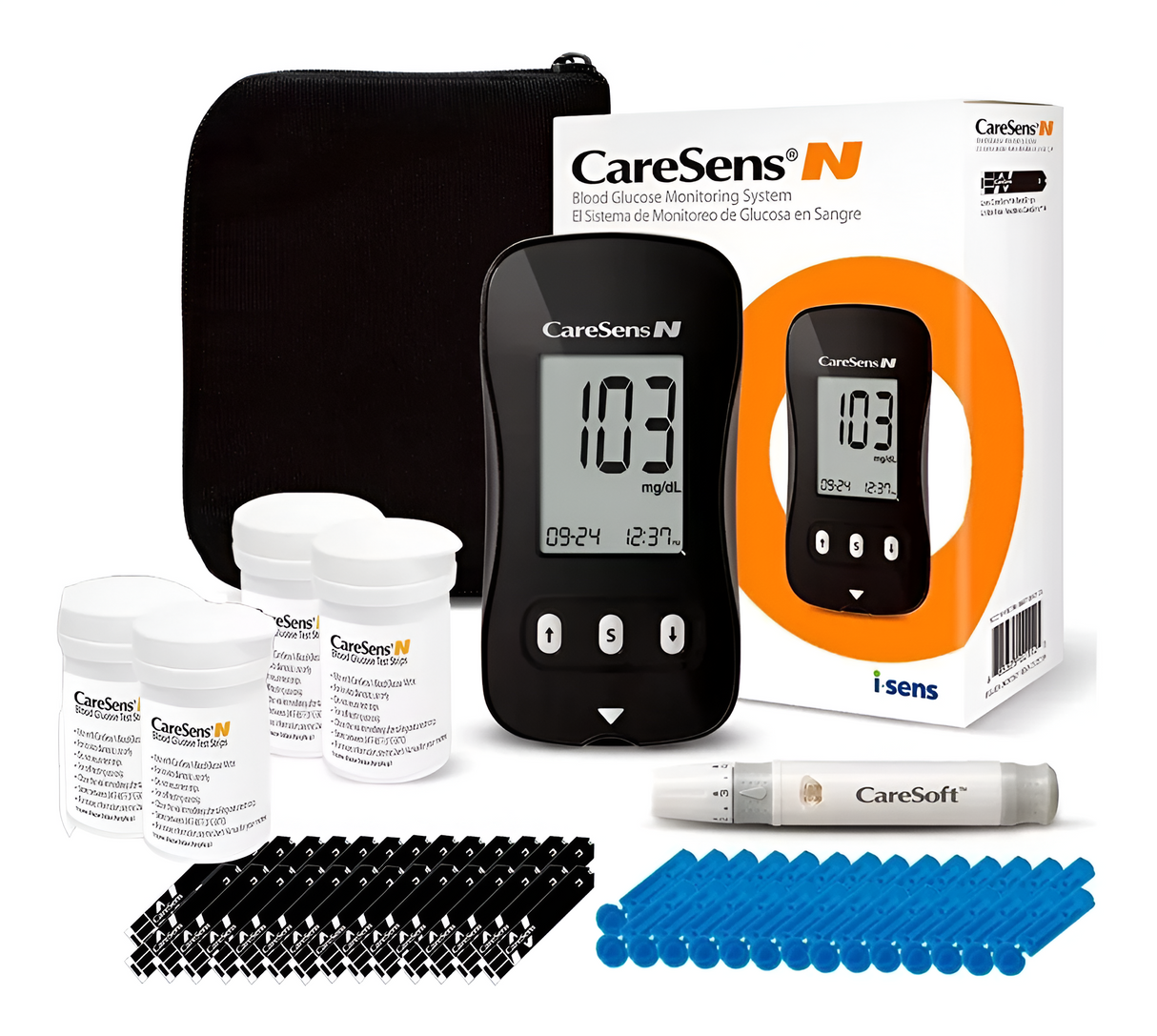 Kit Glucometro Caresens 100 Tirillas + 100 Lancetas