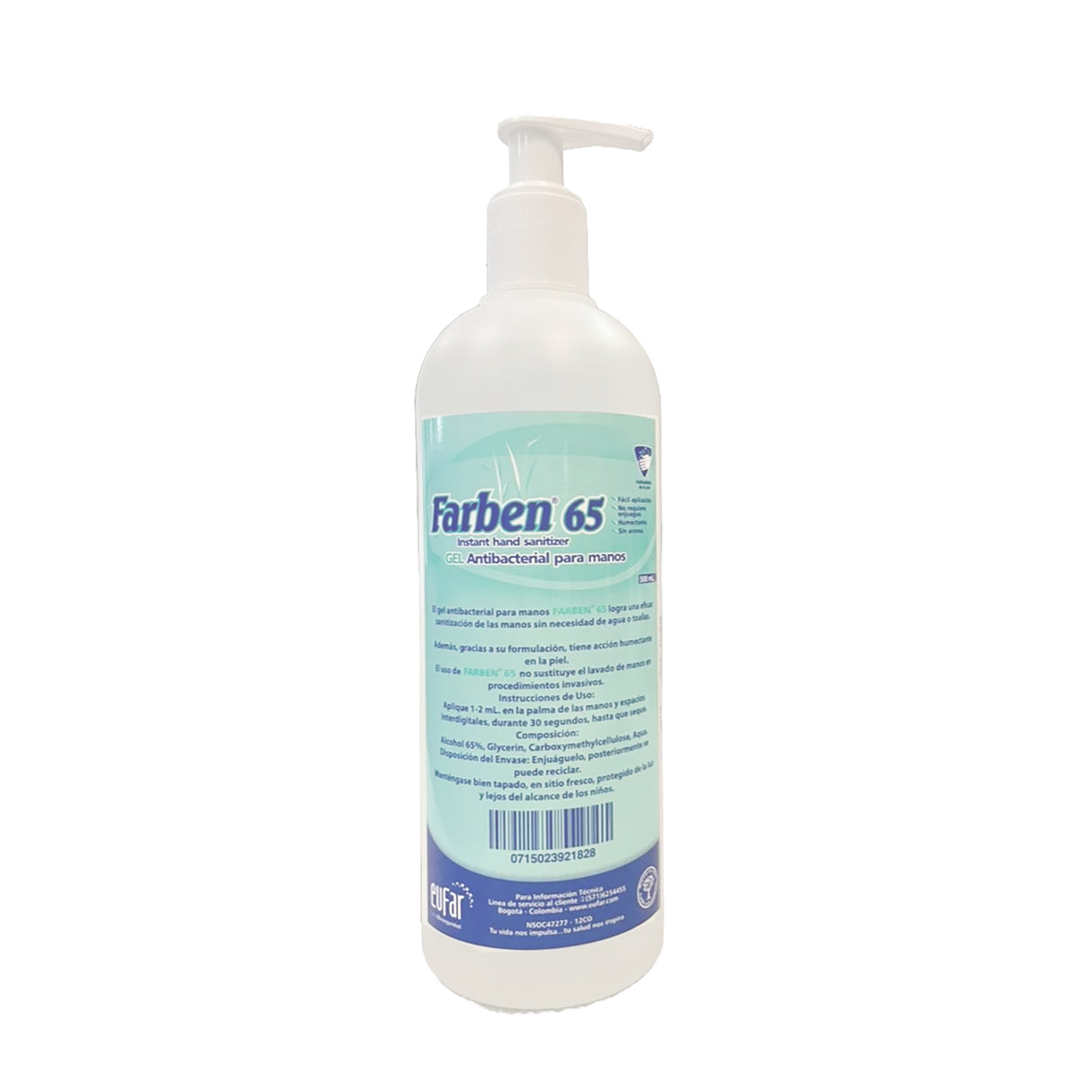 FARBEN 65% (Gel antibacterial para manos) 500 mL