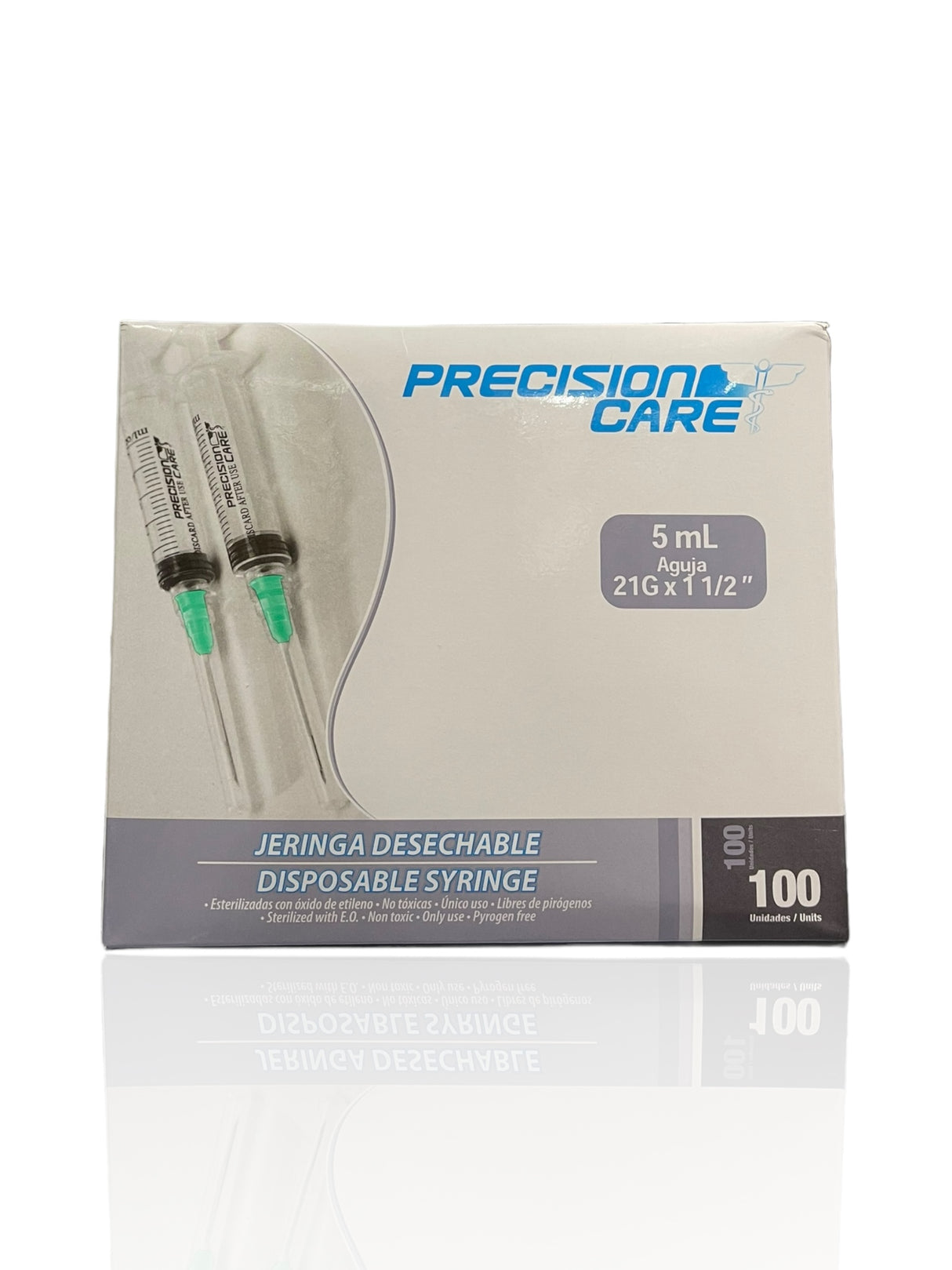 Jeringa desechable 5 ml 21G X 1 1/2" caja X 100 UND PRECISION CARE