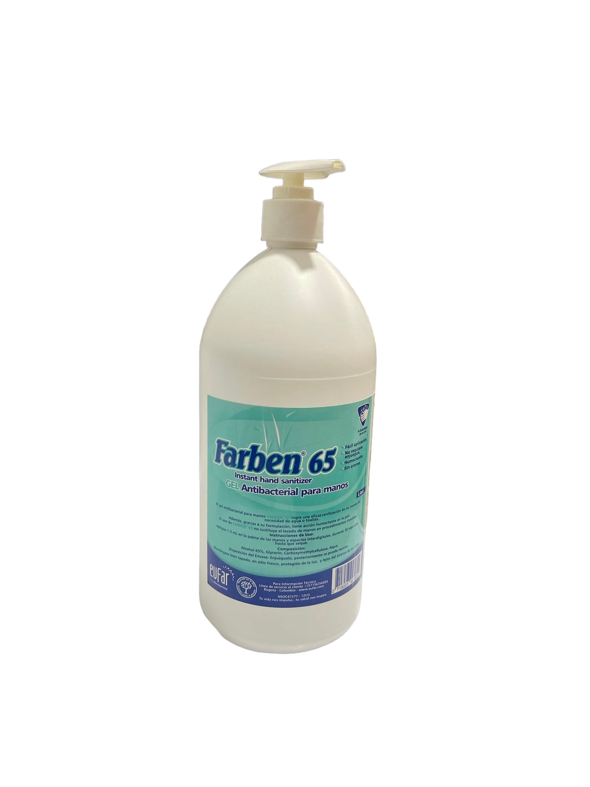 Gel antibacterial para manos con válvula 1 L FARBEN 65