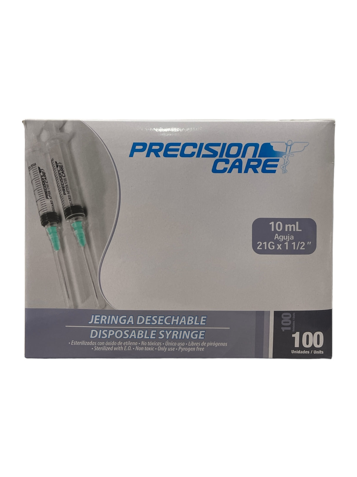 Jeringa desechable 10 ml 21G X 1 1/2" caja X 100 UND PRECISION CARE